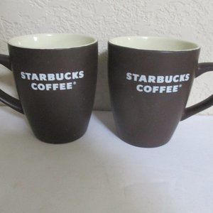 2 Starbucks 12oz Coffee Mugs  Dark Chocolate / Brown 2008